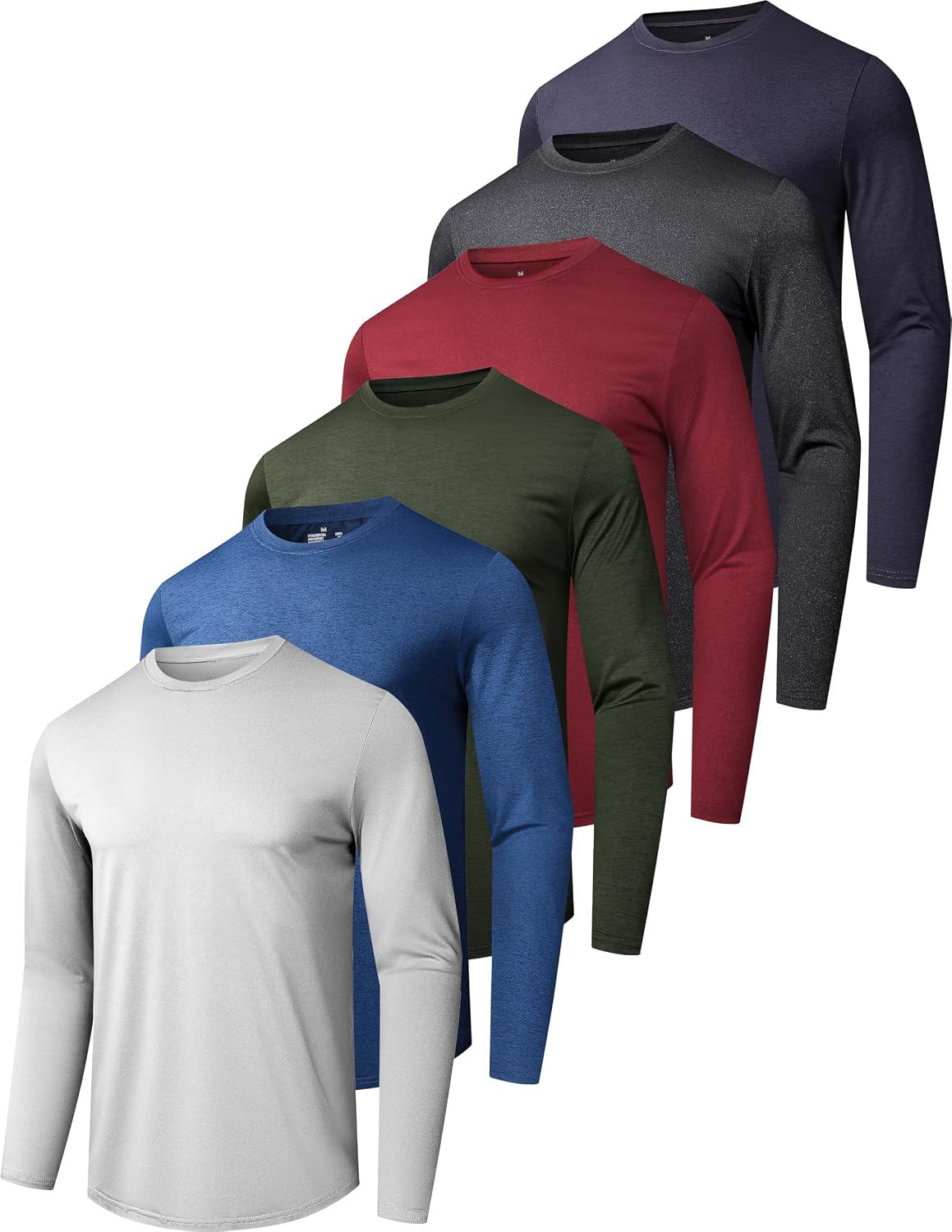 OYGSieg 6/7 Pack Men's Quick Dry Long Sleeve UPF50+ Sun Shirts