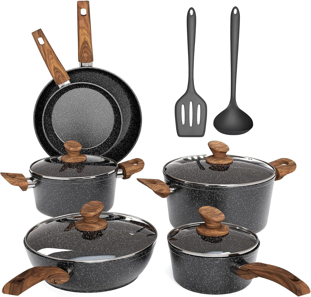 MAISON ARTS 12 Piece Pots and Pans Set, Induction Kitchen Cookware Sets