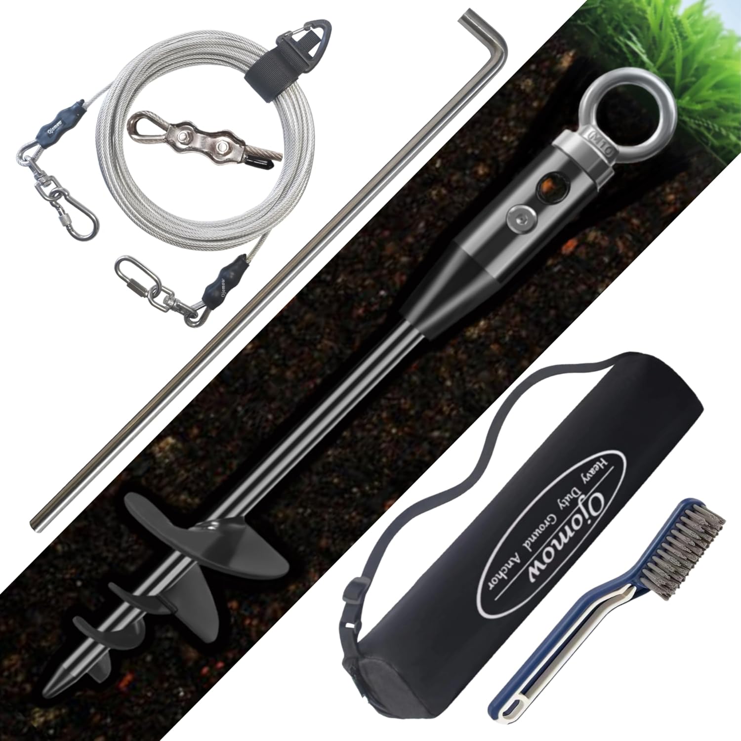 18" Heavy Duty Dog Tie Out Stake for Cable & Leash & Chain & Yard & Outside & Beach, Ground Stakes or Anchor for Large Dog Runner & Lead for Yard, Dog Camping Essentials (Stake Without Cable)