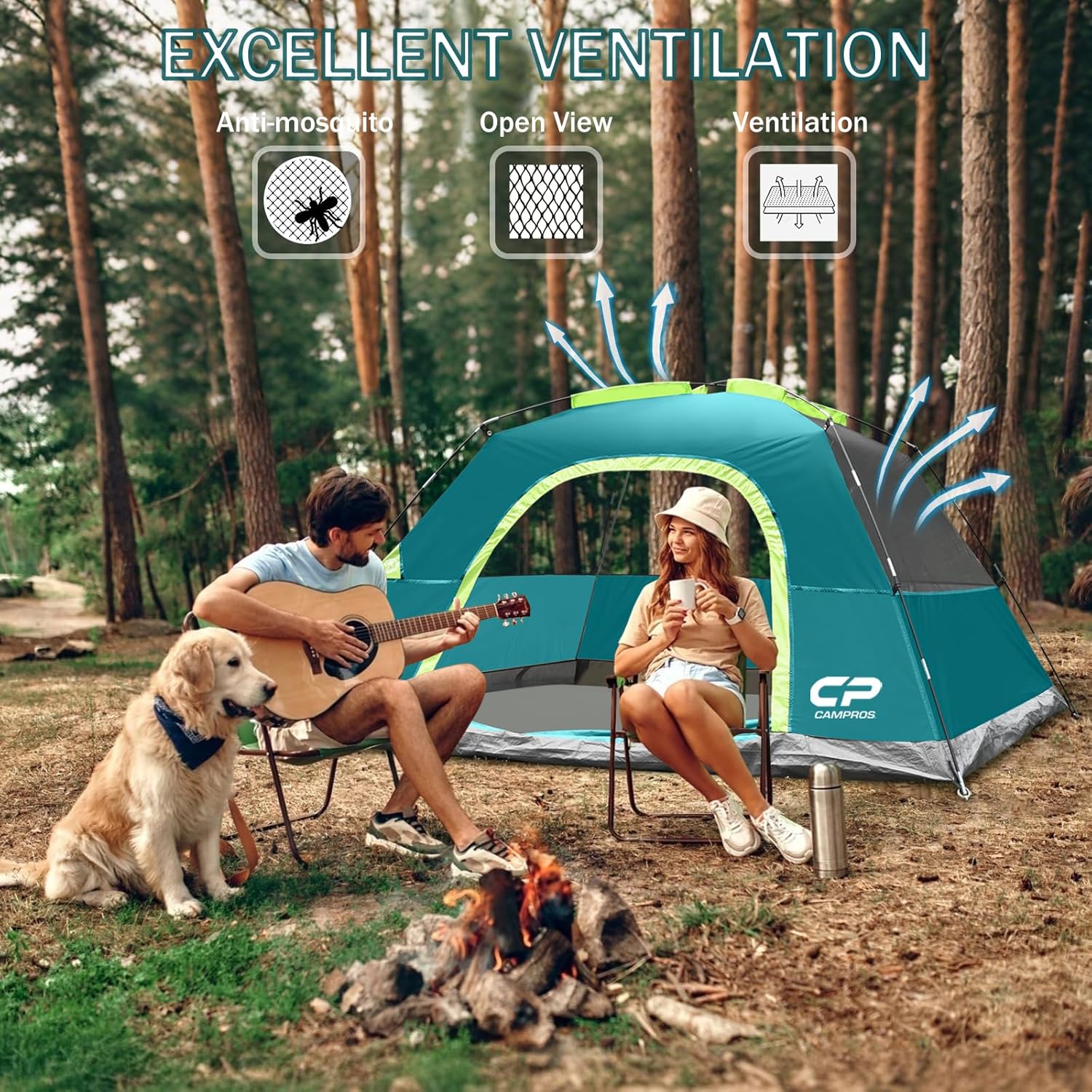 CAMPROS CP Tents for Camping 2/4/6 Person, Waterproof Windproof Dome Tent