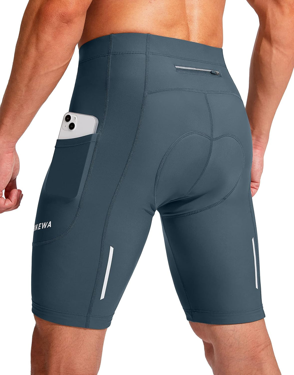 Bikewa Men's Bike Shorts 3D Padded Cycling Road Biking Mountain Riding Biker Bicycle UPF 50+ Cycle Shorts Zipper Pockets