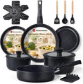 Ammeloo 21Pcs Pots and Pans Set Non Stick with Detachable Handle Frying Pan