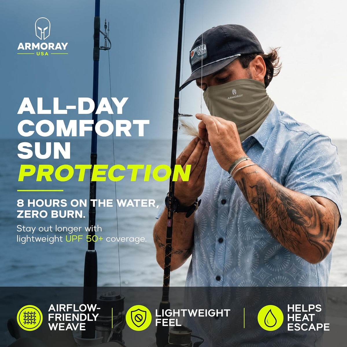 ARMORAY Neck Gaiter 4 Pack, Sun Protection Face Cover for Men Women