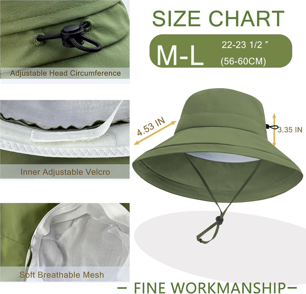 Sun Hats for Women UV Protection Wide Brim Hat with Ponytail Hole