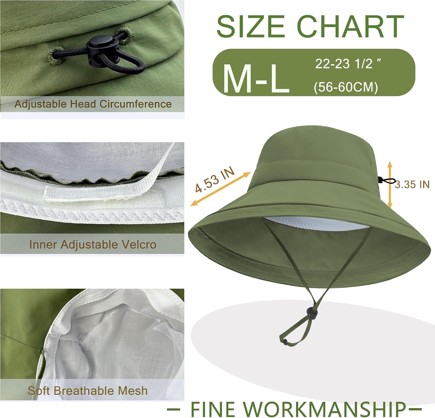 Sun Hats for Women UV Protection Wide Brim Hat with Ponytail Hole