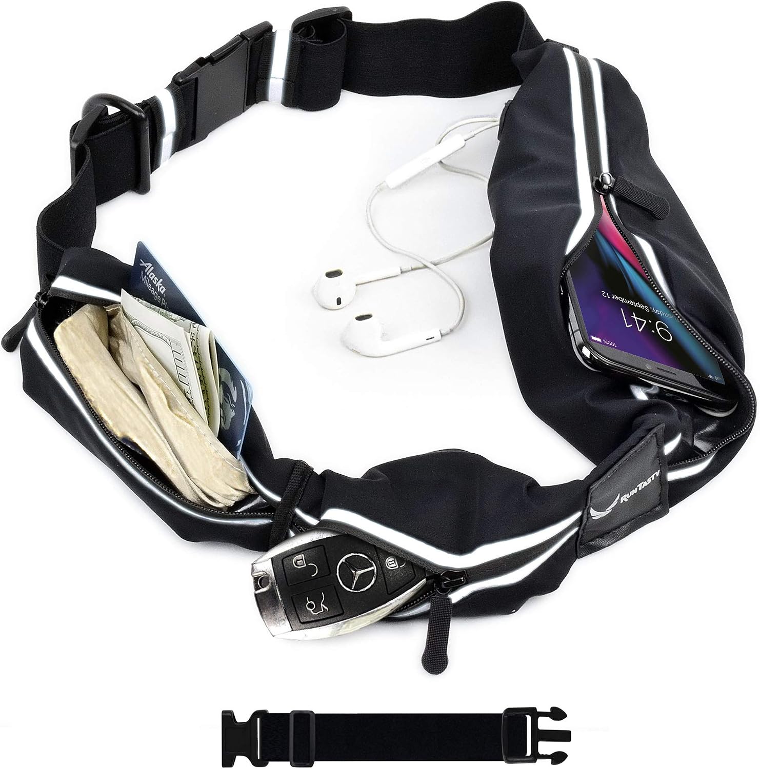 Ultimate 3-Pocket Runners Fanny Pack w/RFID Sleeve – Fits iPhone & Android – No Bounce, Water-Resistant, Sleek & Secure Running Belt for Fitness, Travel & Active Lifestyles