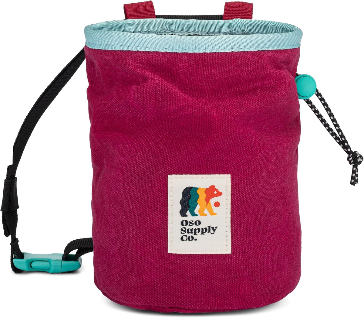 Oso Supply Co - Waxed Canvas Chalk Bag - Zipper Pocket & Mesh Pouch for Bouldering, Rock Climbing, Gym, Weightlifting – Water-Resistant, Adjustable Belt, Wide Opening