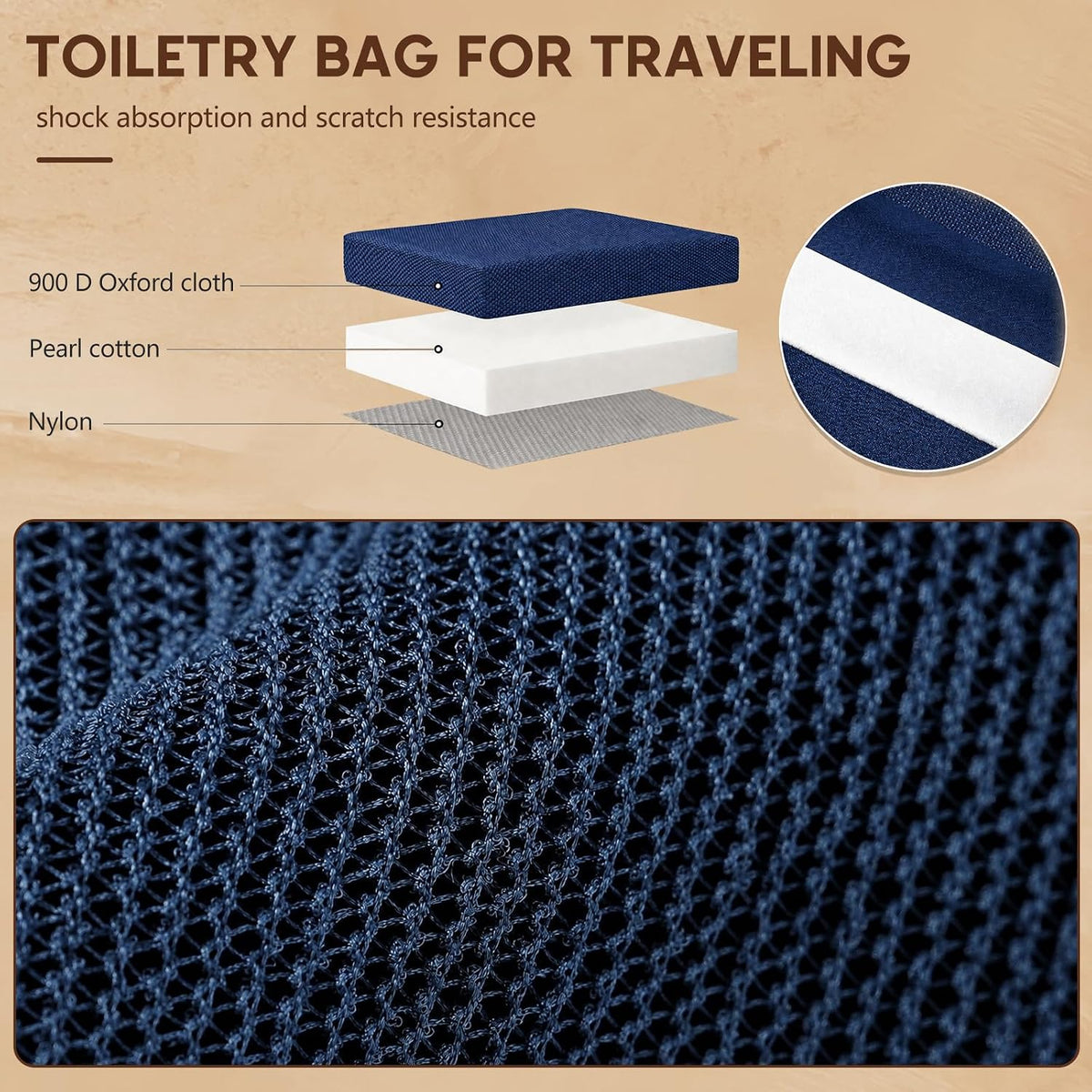 Water Resistant Travel Case Toiletry Bag for Men Women- Blue
