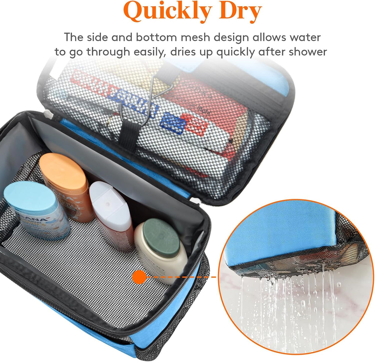 Lifewit Mesh Shower Caddy Bag, Hanging Shower Organizer, Medium, Blue