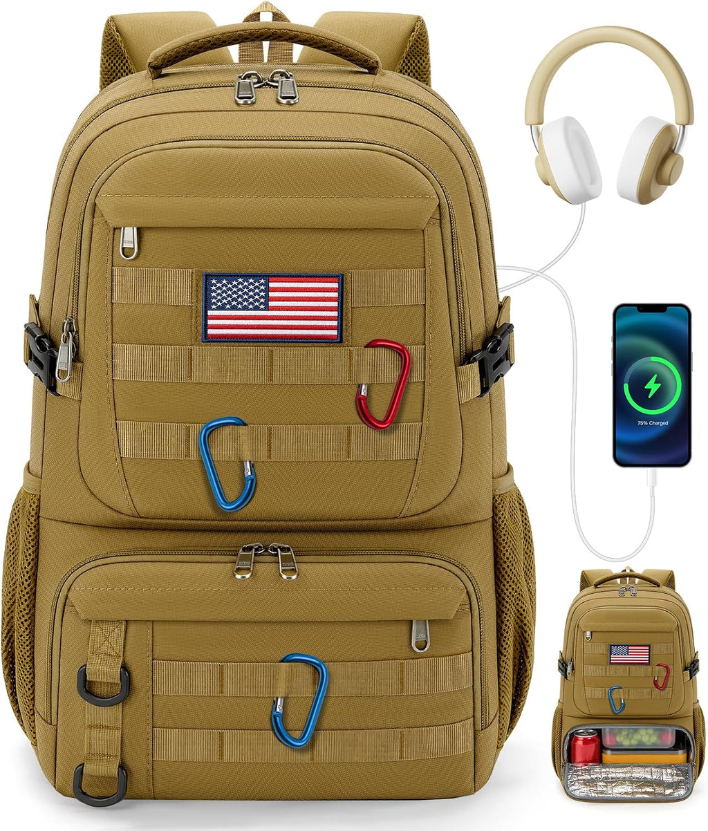 RAINSMORE Mens Tactical Lunch Backpack 17" Laptop Insulated Cooler Backpack