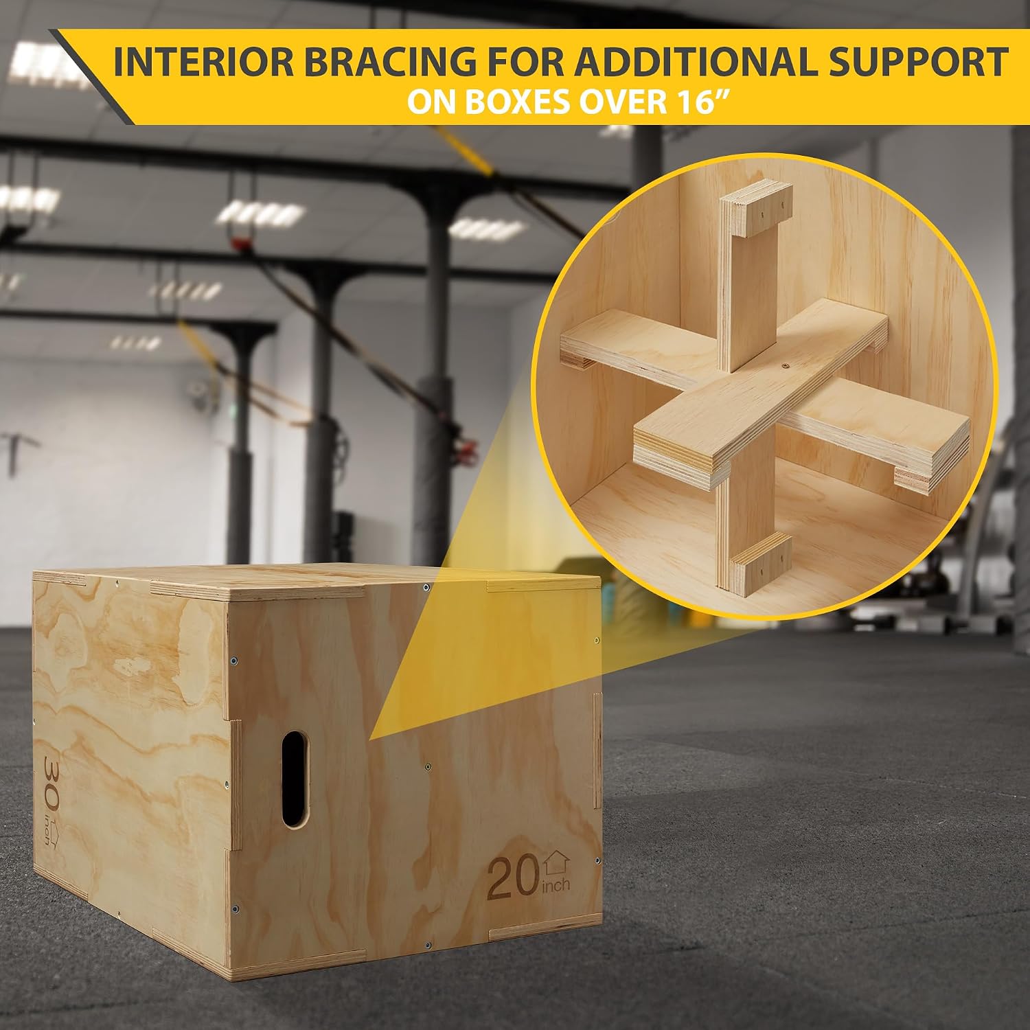 Philosophy Gym 3-in-1 Wooden Plyo Box, Wood Plyometric Jump Box Platform for Home Gym, HIIT, Jumps, Step-Ups, and Strength Training