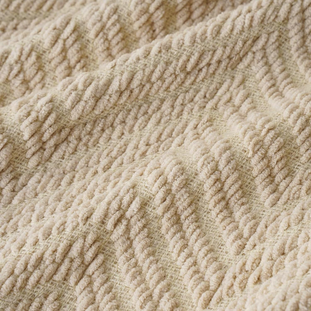 BATTILO HOME Beige Throw Blanket for Couch, Knitted Beige Throw for Bed, Neutral Throw Blankets Tan Throw Blanket for Room Decor Housewarming Gifts, 50" x 60"