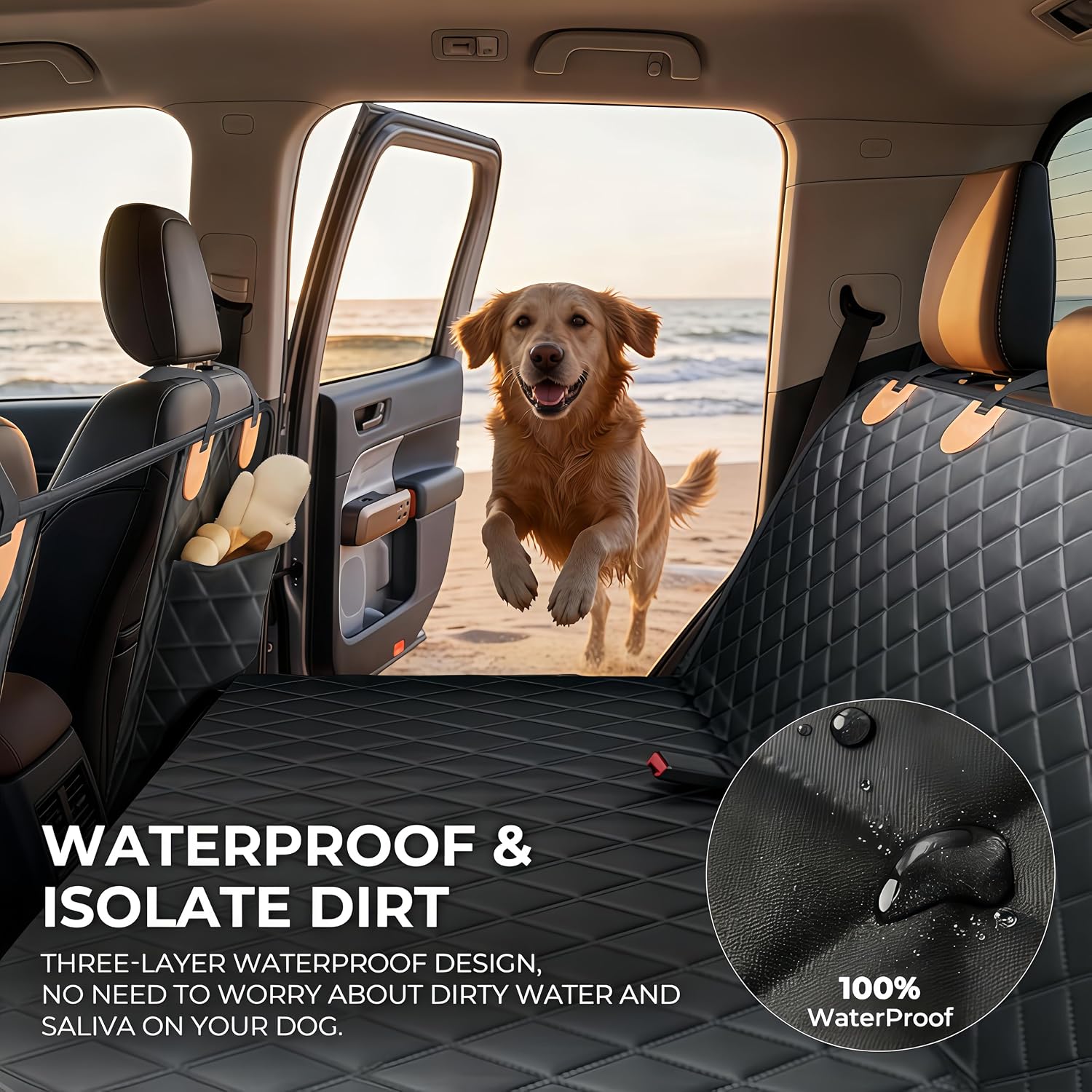 Hard Bottom Dog Car Seat Cover for Back Seat,900D Heavy Duty 500lbs Support