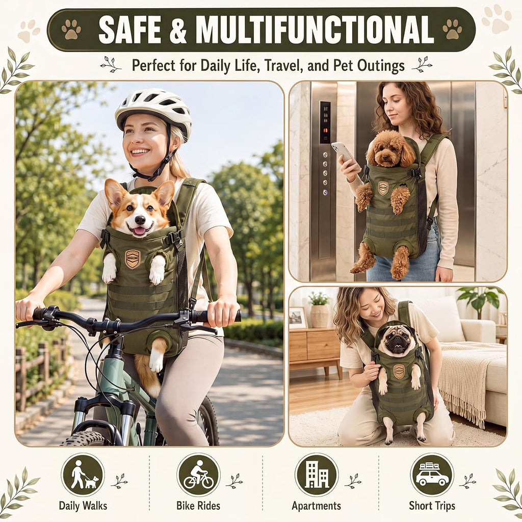Dog Carrier Tactical Backpack for Medium Large 26-40lbs, Green