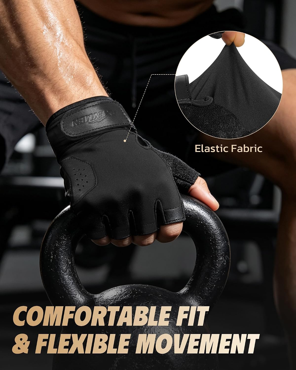 Gym Gloves for Men & Women Workout Gloves with Anti-Slip Leather Palm Suitable for Weightlifting, Gym, Cycling