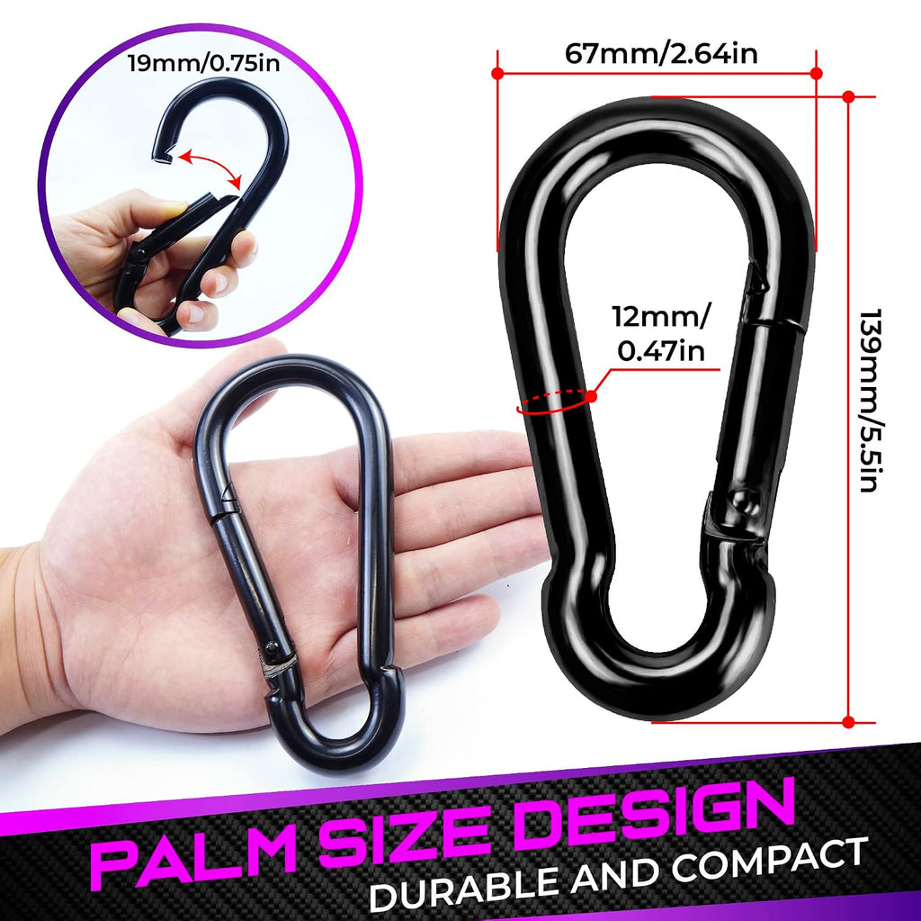 2200LB 5.5in Spring Snap Hook Carabiner Clips, Heavy-Duty Carabiners, 2Pcs