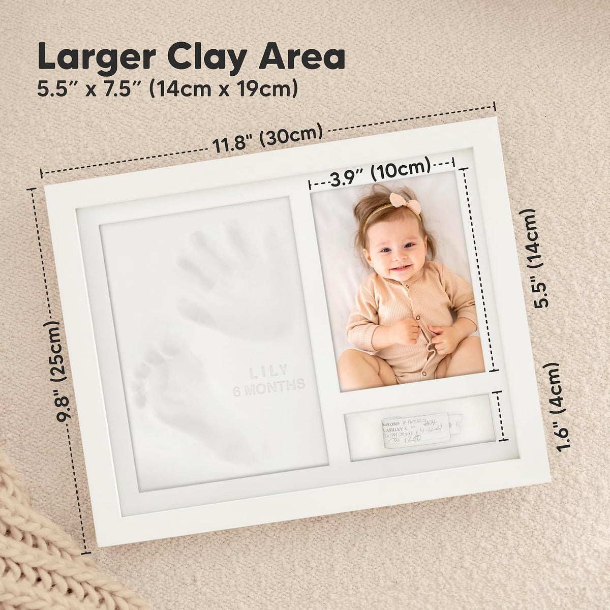 KeaBabies Baby Footprint Kit, Clay Paw Print Kit, Newborn (Alpine White)
