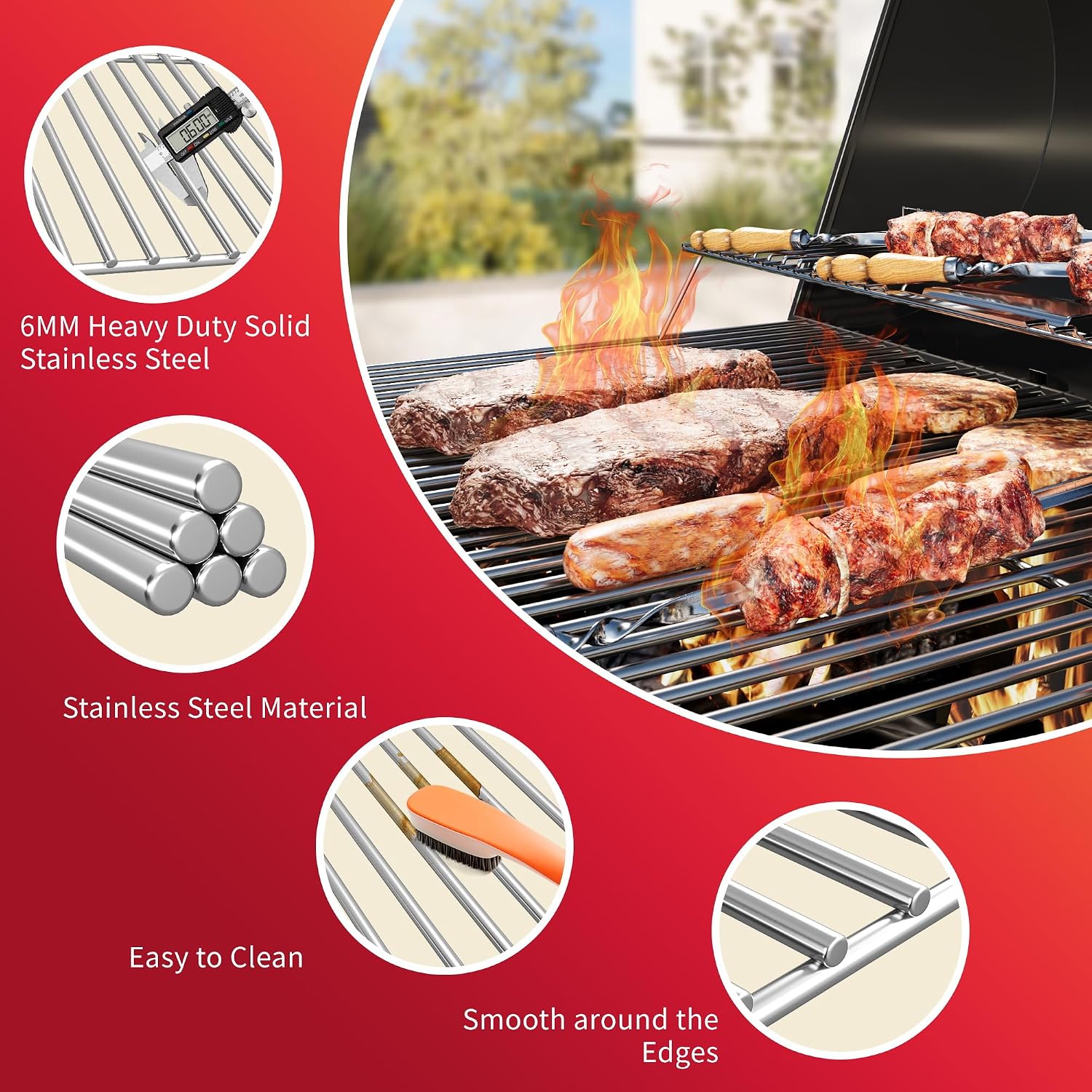 26.4" Wx17 D Grill Grates,Stainless Steel Charbroil Grill Replacement Parts,2Pack