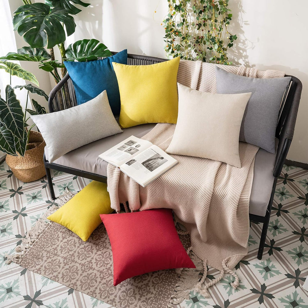 MIULEE Decorative Outdoor Pillow Covers Waterproof 18x18 Beige
