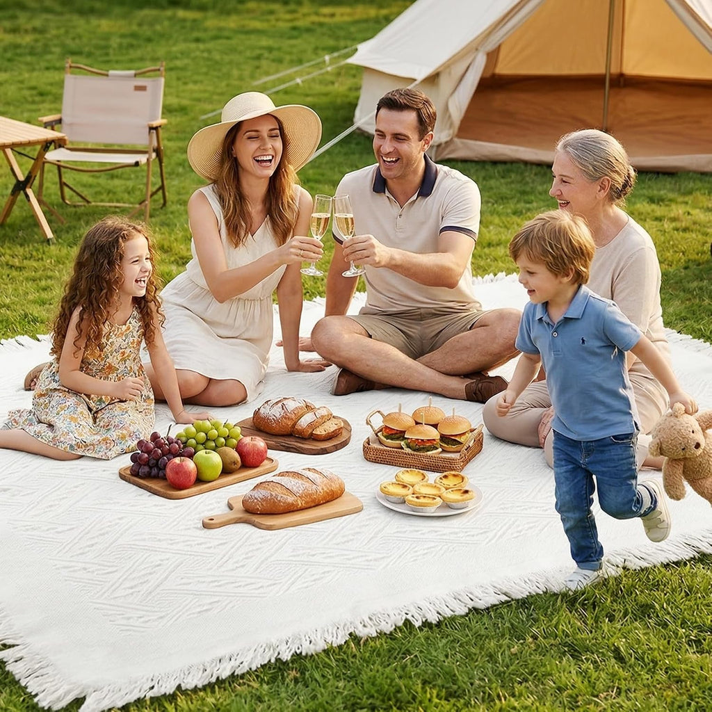 2 Pack Extra Large 91 x 71 Inch White Outdoor Picnic Blanket