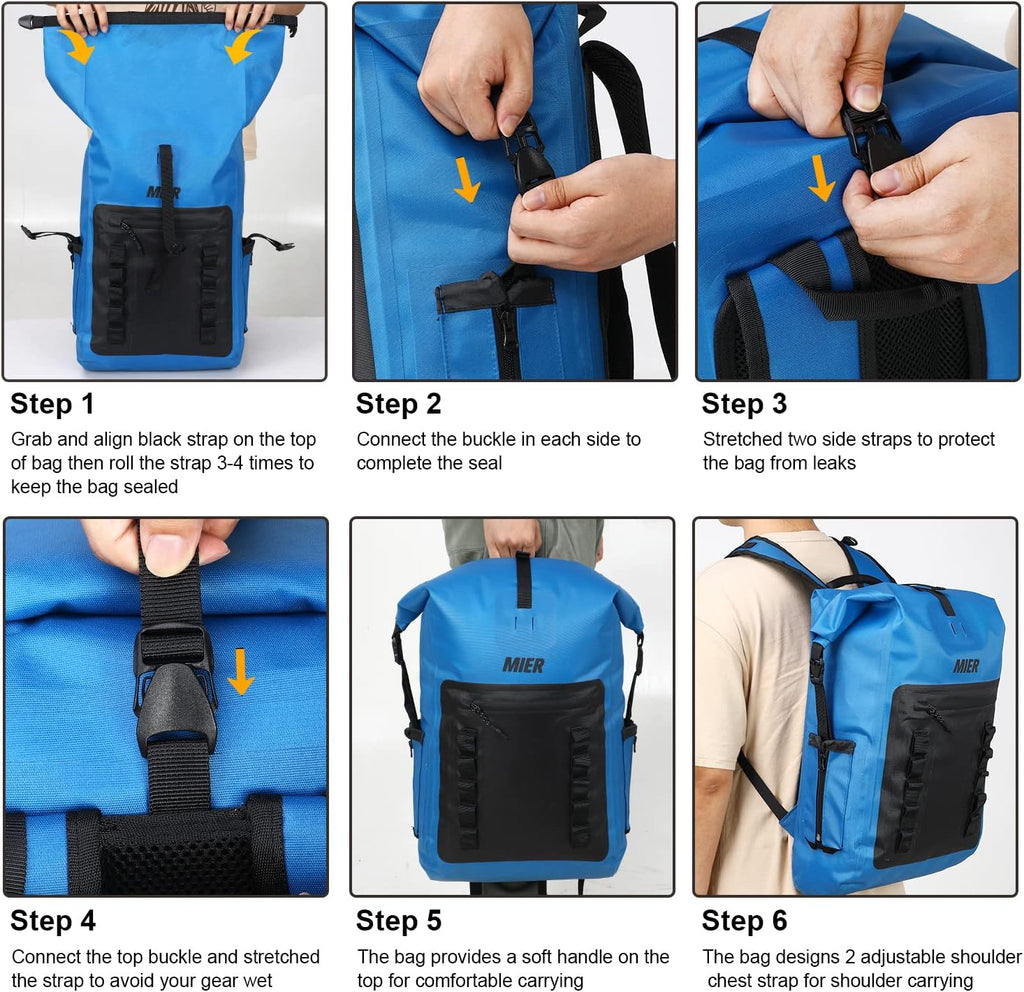 MIER Roll Top Waterproof Backpack Floating Dry Bag for Men Women