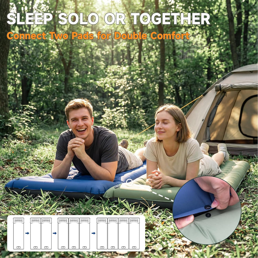Camping Sleeping Pad, 5" Inflatable Sleeping Mat with Pillow