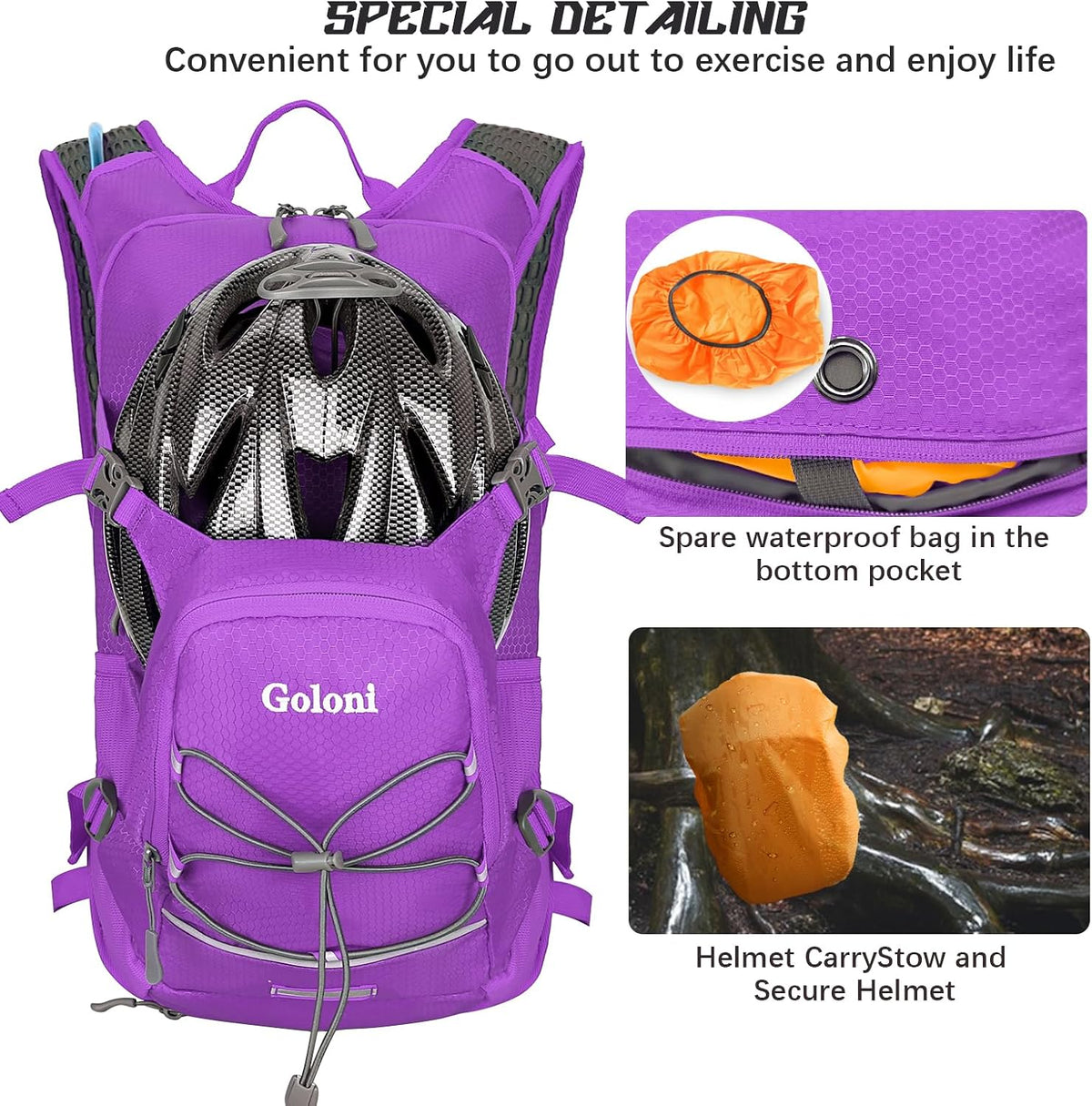 Hydration Backpack,Lightweight Hiking Backpack with 2L Water Bladder,Water Backpack for Biking, Running, Festival