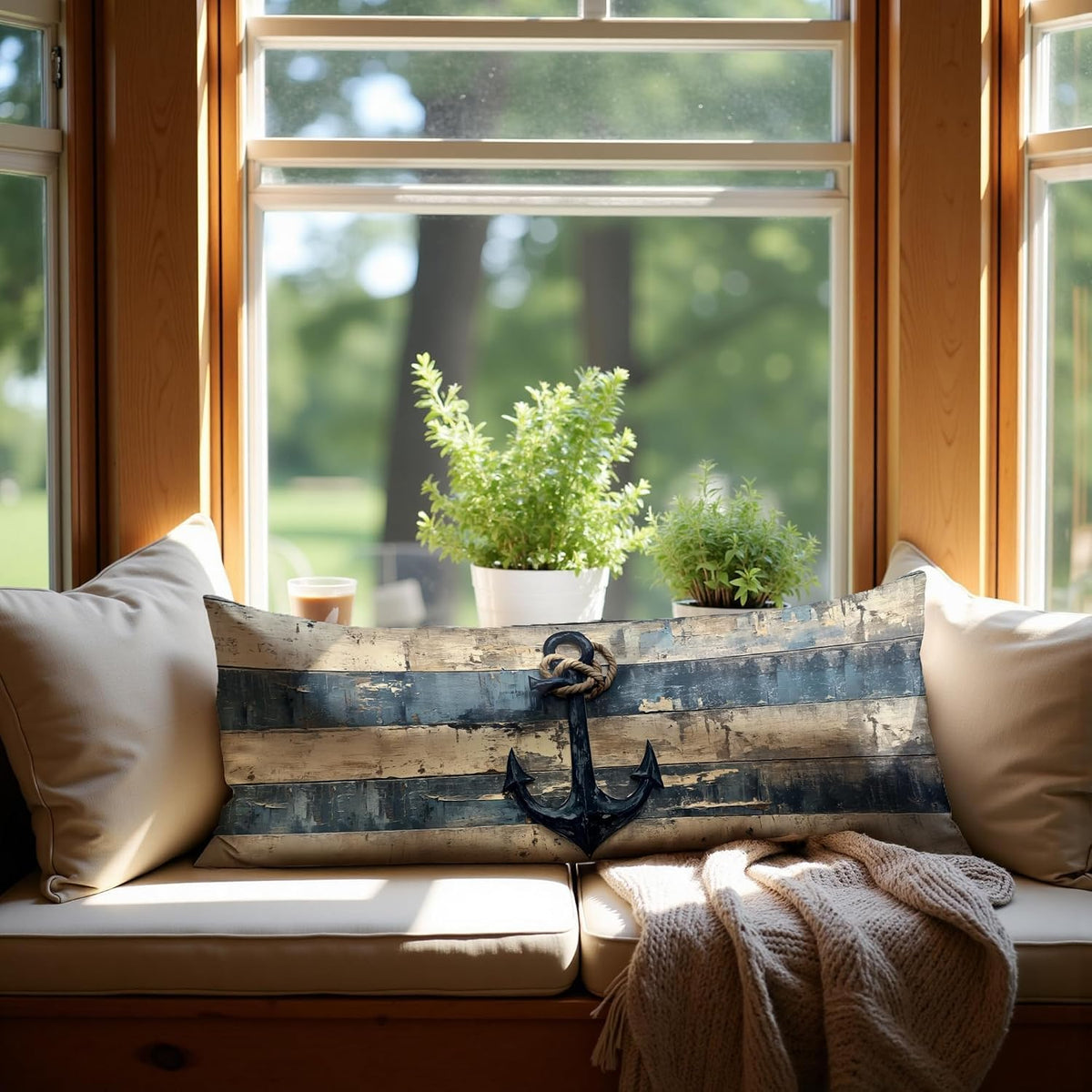 Vintage Nautical Ancho Body Pillow Covers 20x54,Rustic Coastal Beach Lighthouse Decorative Body Pillow Cover,Coastal Anchor Decorative Pillowcases for Home Couch Bed Decor,A031-CBZ