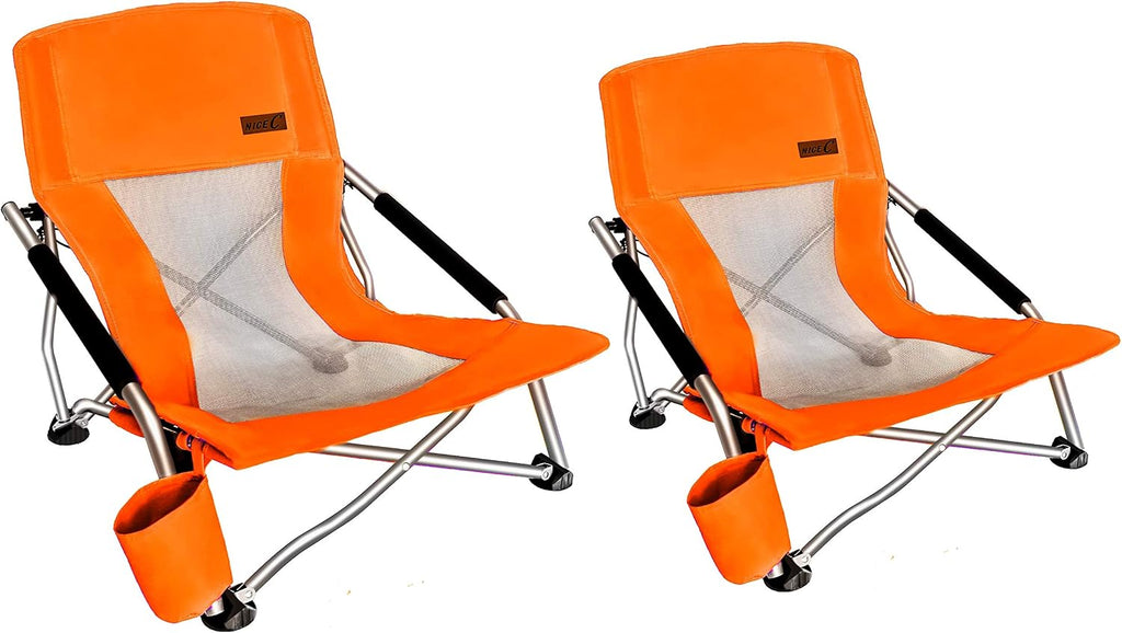 Nice C Low Beach Camping Folding Chair, River Sand Lake Chair (1P, Orange)