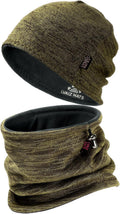 Winter Beanie Hat Scarf Set for Men Women Fleece Lined Warm Windproof Ski