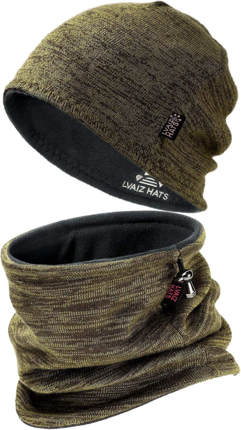 Winter Beanie Hat Scarf Set for Men Women Fleece Lined Warm Windproof Ski