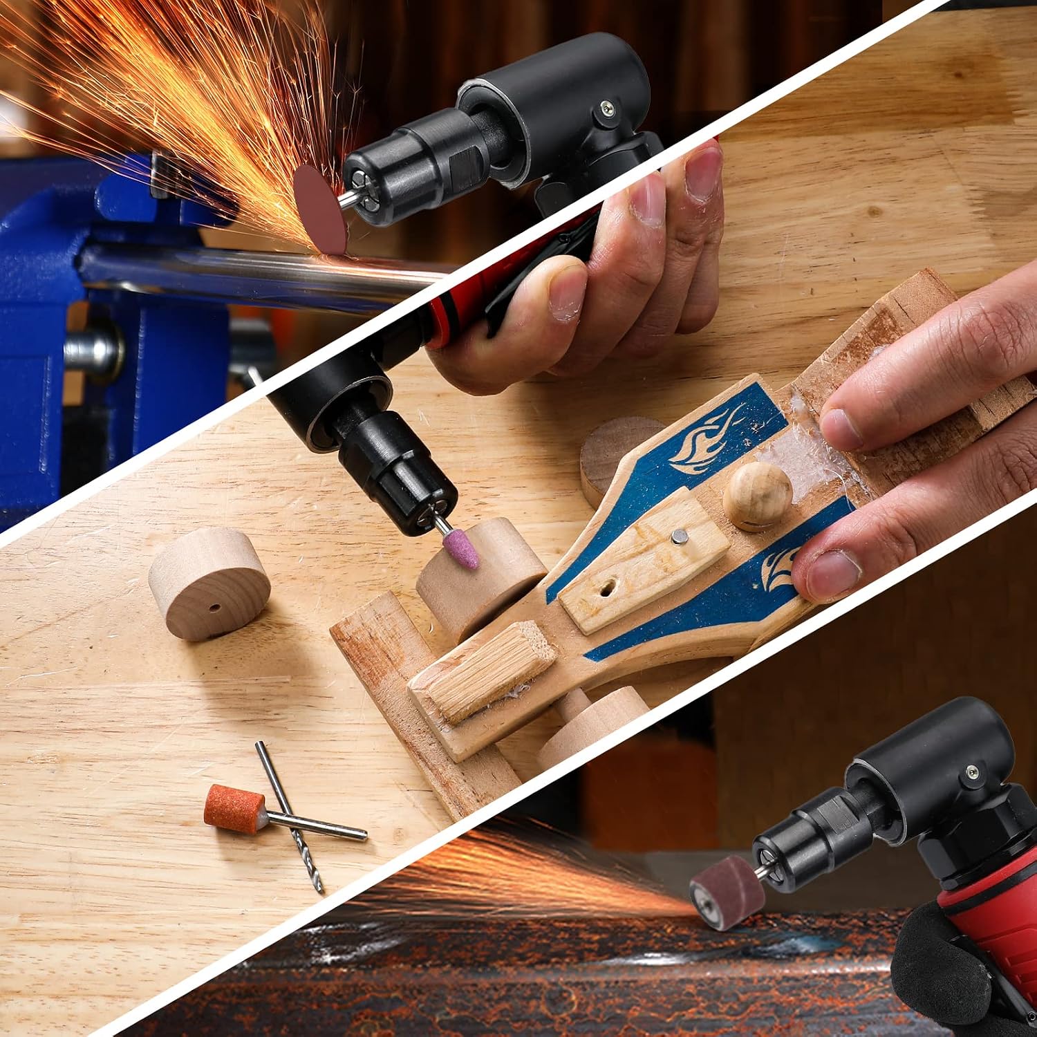 WORKPRO Air Angle Die Grinder, 20000 RPM, 1/4" & 1/8" Collets