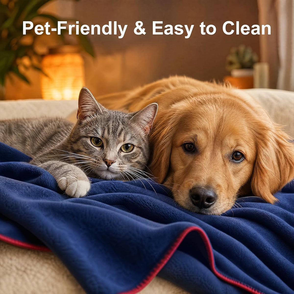 Camping Blanket 62×87" - Fleece Blanket, Soft Flannel Bed Blanket, Large Fuzzy Cozy Blanket, Multi-use for Bed, Sofa, Couch, Travel, Camping, All Season Warm Lightweight Cover, Blue