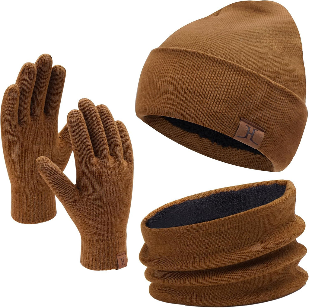 FZ FANTASTIC ZONE Winter Beanie Hats Scarf Touchscreen Gloves for Men Women