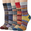 Senker Fashion Wool Socks for Women, 5 Pairs Winter Warm Crew Boot Socks