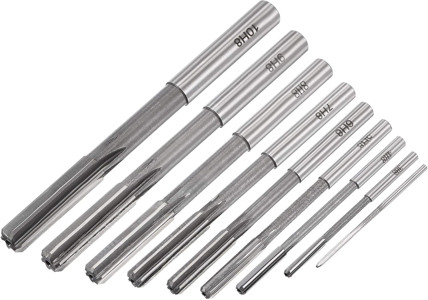 uxcell Chucking Reamer Set Lathe Machine Reamer Straight Flute Milling Cutter High Speed Steel H8 Tolerance (2mm 3mm 4mm 5mm 6mm 7mm 8mm 9mm 10mm) 9pcs