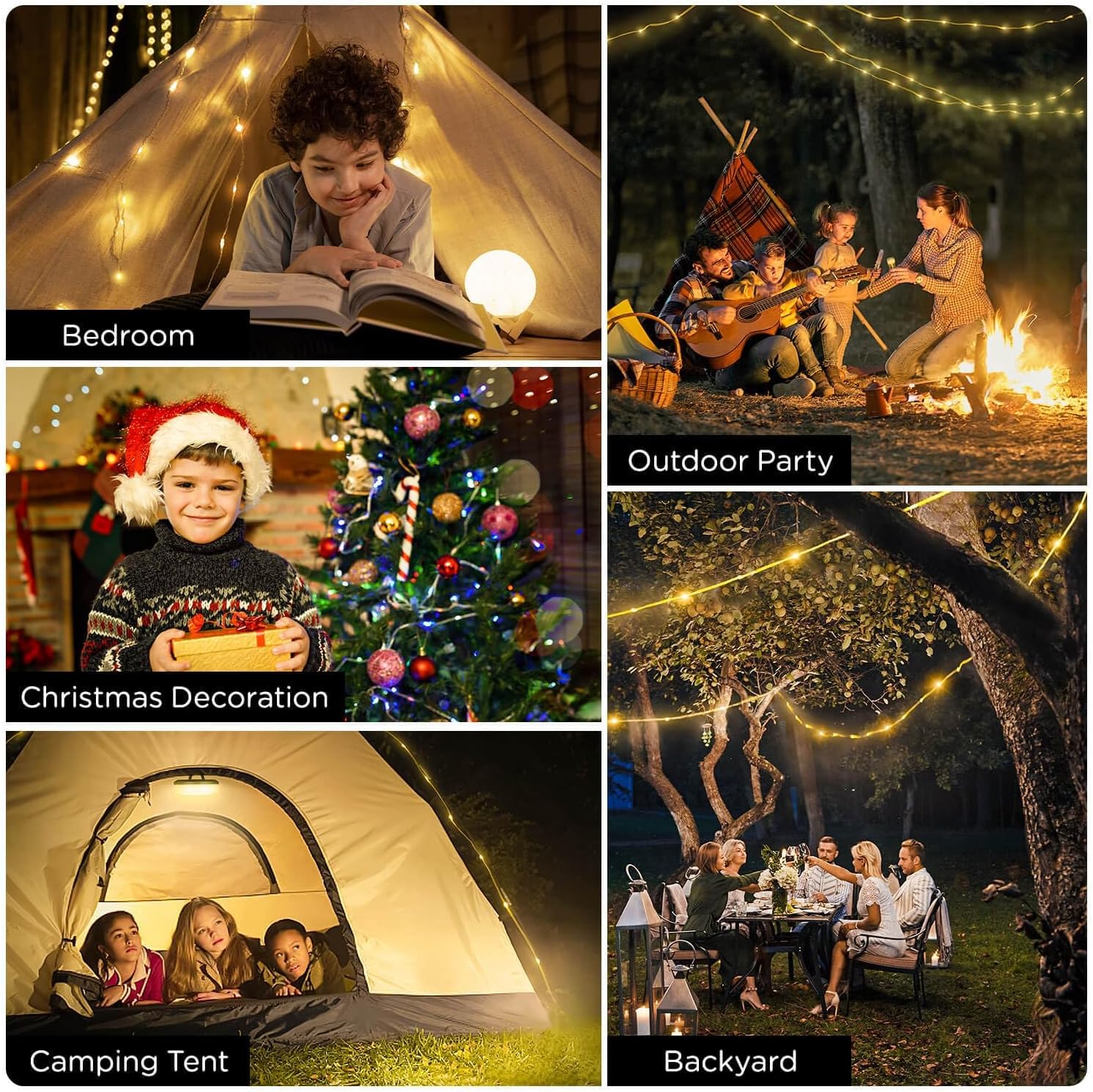 OGERY Camping String Lights 4 in 1, 32.8FT Quick Storage 8 Modes Protable
