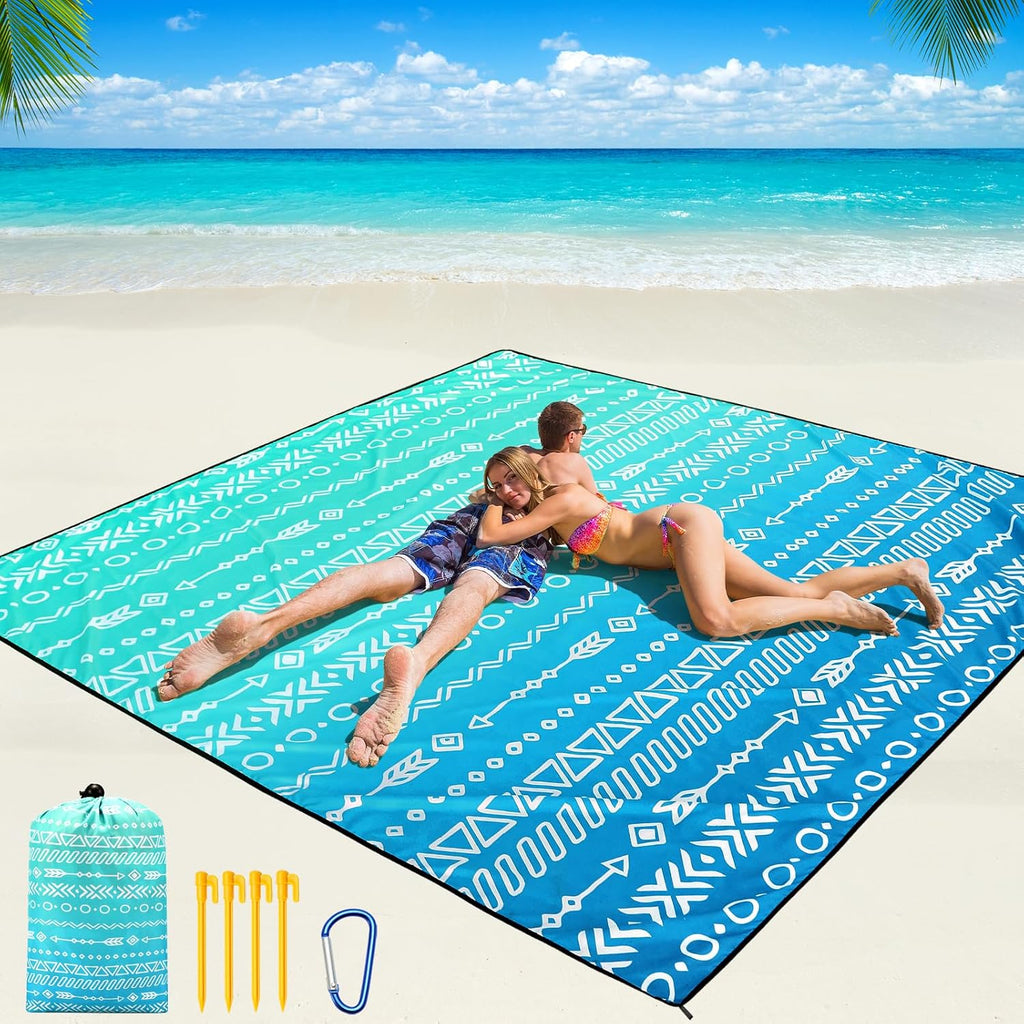 WIWIGO Beach Blanket Mat Waterproof Sandproof for 2-8 Adults Quick Drying