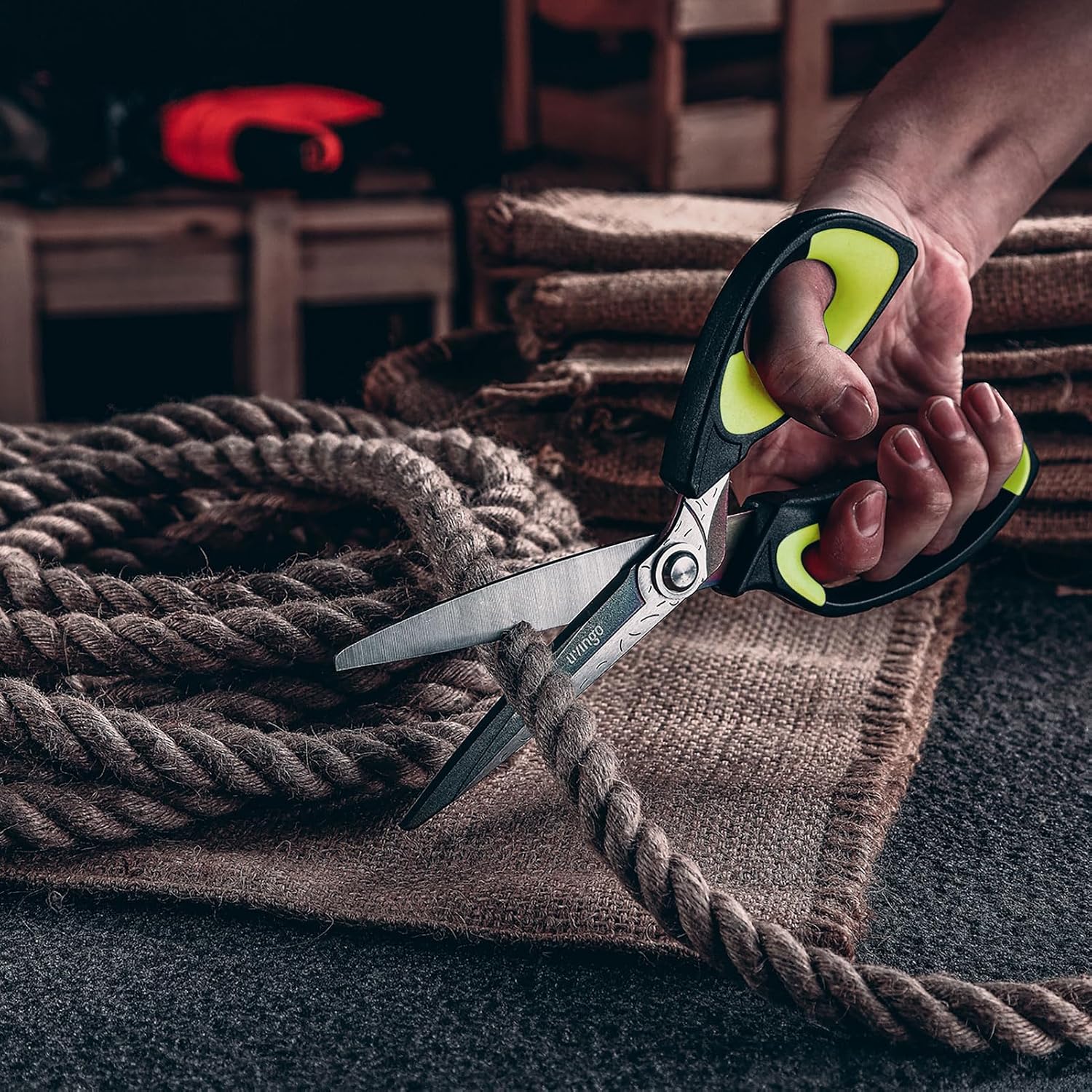 LIVINGO 10" Heavy Duty Multipurpose Shears for Shop & Garden (Green/Black)
