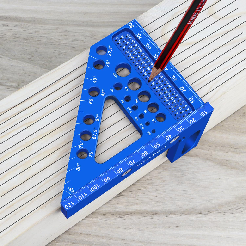 Aluminum Carpenter Square with 3D Multi-Angle Layout Measuring Ruler - Upgraded Pin Pivot Design for Secure Storage, Woodworking Squares Compact Woodworking Tool(Metric)