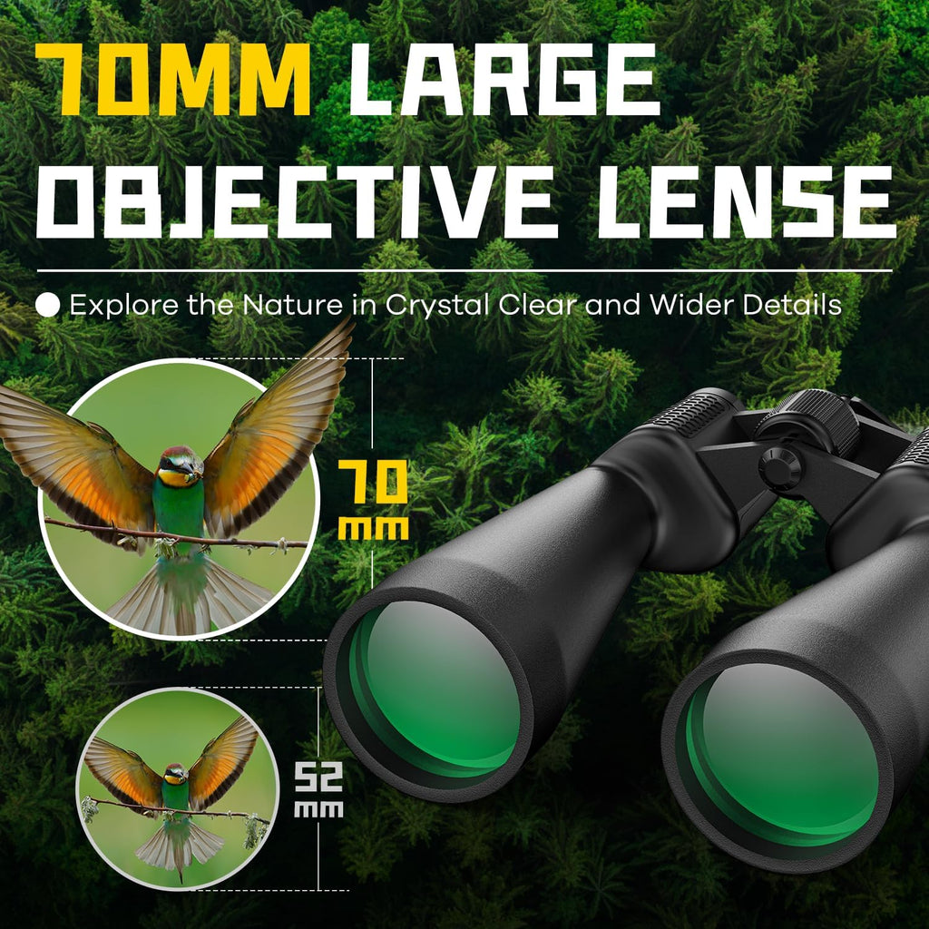 15-35x70 Binoculars for Adults High Powered, 35x HD Zoom for Stargazing & Bird Watching, Waterproof Binocular with Tripod Adapter, Ideal Essentials for Cruise Ship, Travel, Camping, Outdoor, Hunting