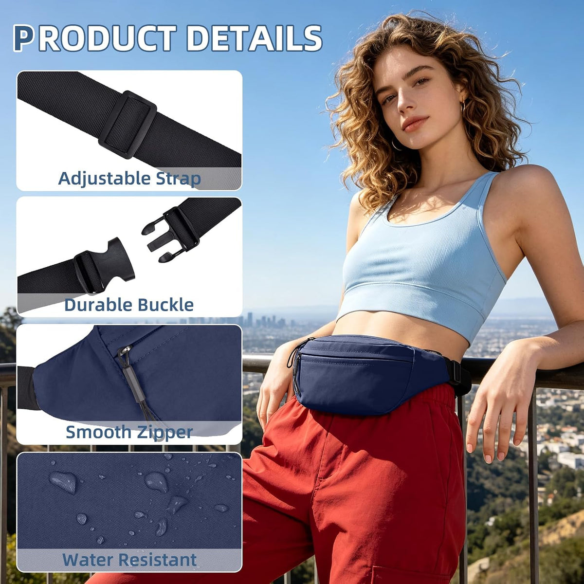 ZOORON Fanny Packs for Women Men Crossbody Waist Pack Bag Running Belt
