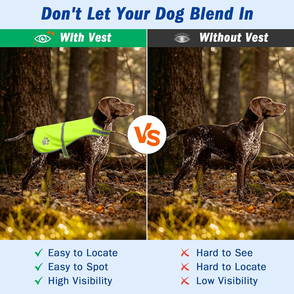 Mayerzon Yellow Dog Reflective Vest, High Visibility for Hunting