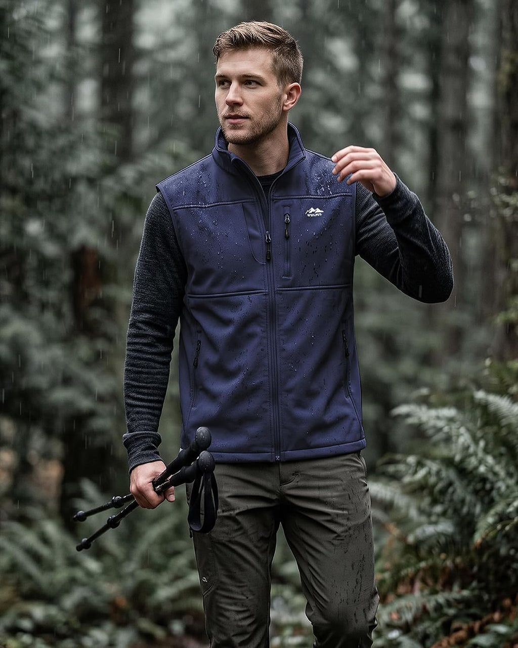 WULFUL Men's Golf Vest Windproof Lightweight Outerwear Sleeveless Jacket