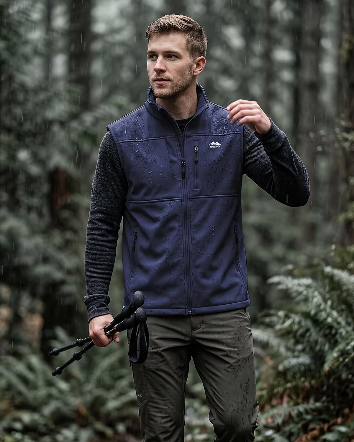 WULFUL Men's Golf Vest Windproof Lightweight Outerwear Sleeveless Jacket
