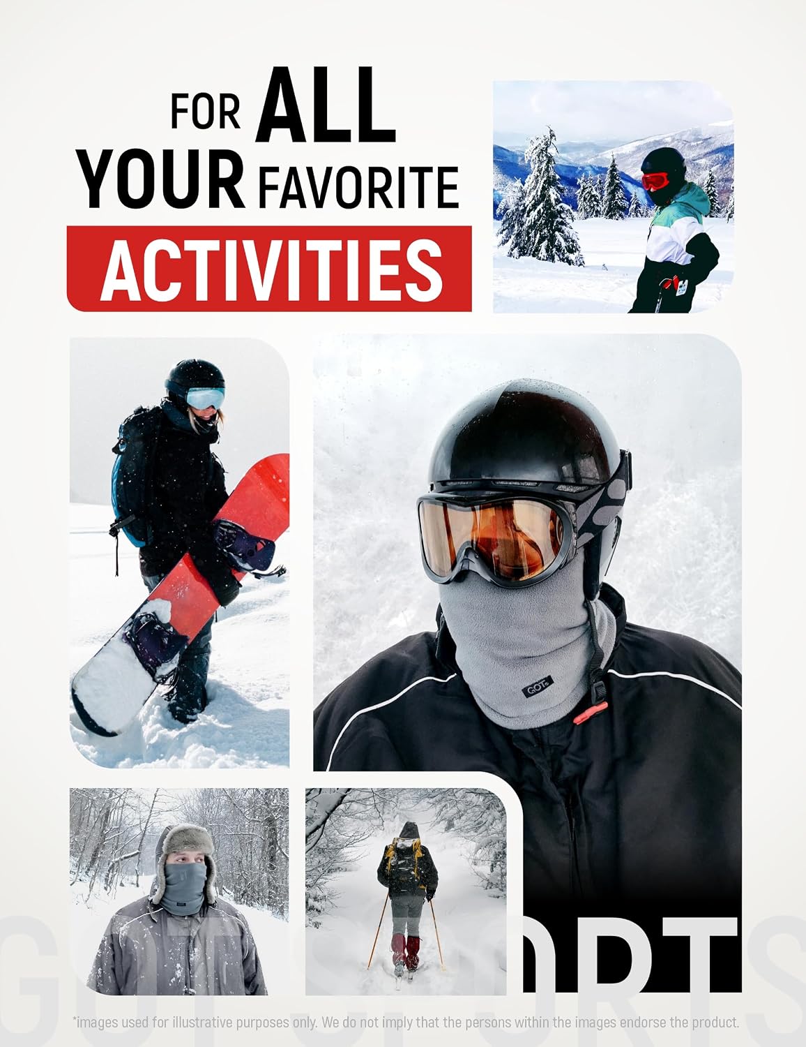 Polar Fleece Neck Warmer - Ski Mask Winter Neck Gaiter Scarf Men Women