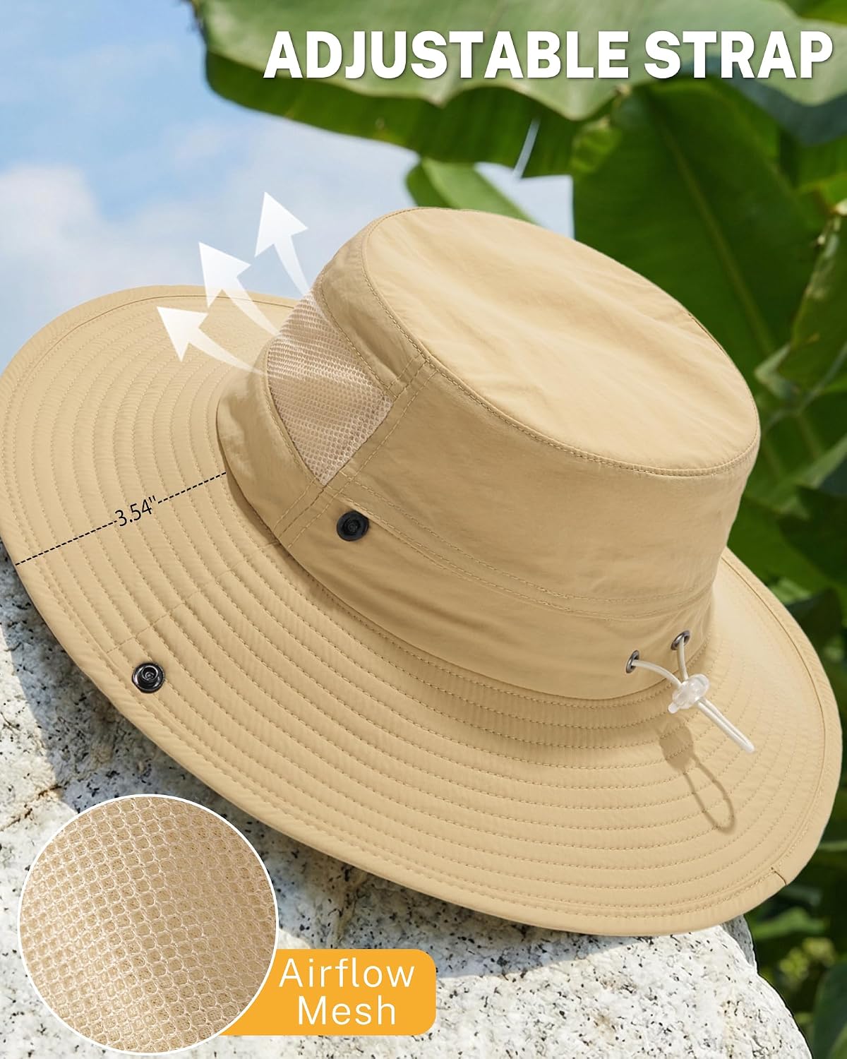 Women's Sun Hat Sun Protection Wide Brim Bucket with Ponytail Hole Summer