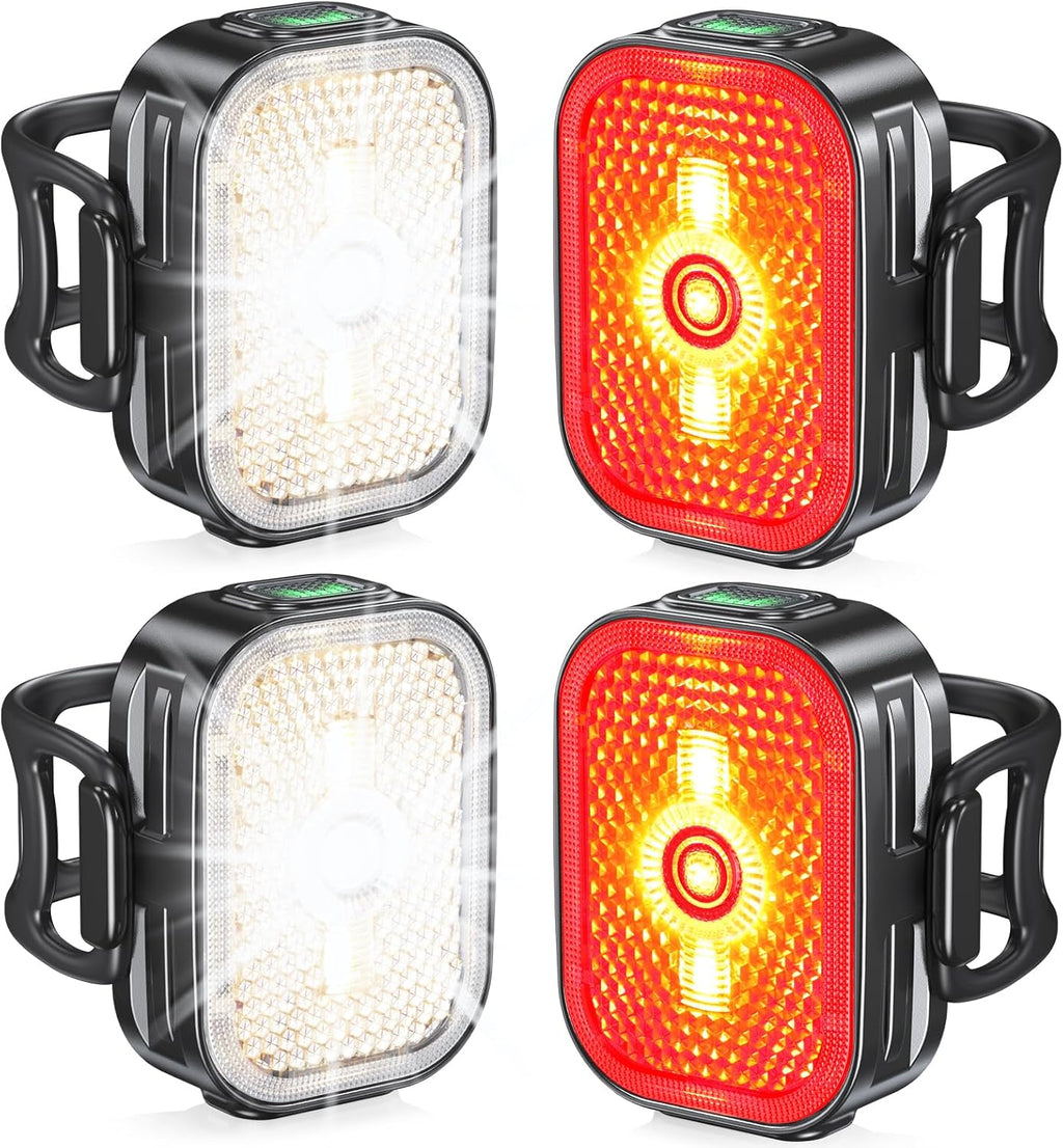 Viccux 2026 Ultra Slim Bike Lights with Reflectors, 8+6 Modes Bike Headlight and Tail Light Assemblies Motorcycle, IP65 Waterproof & Dual USB-C 1-2 Hrs Fast Charge Bike Lights for Night Riding Cycling