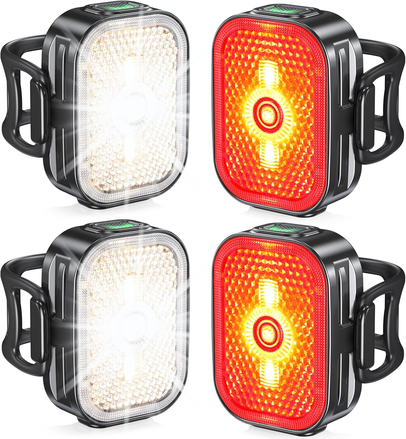 Viccux 2026 Ultra Slim Bike Lights with Reflectors, 8+6 Modes Bike Headlight and Tail Light Assemblies Motorcycle, IP65 Waterproof & Dual USB-C 1-2 Hrs Fast Charge Bike Lights for Night Riding Cycling