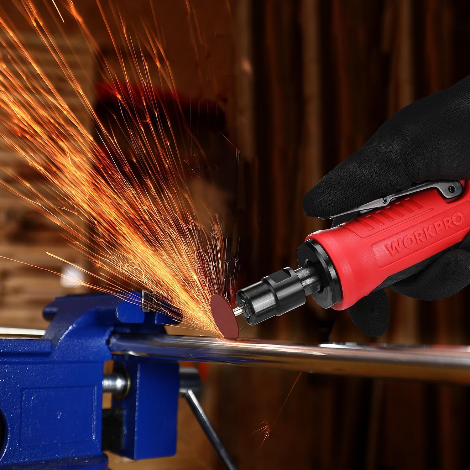 WORKPRO Pneumatic Straight Die Grinder, 25000 RPM, 1/4" & 1/8" Collets